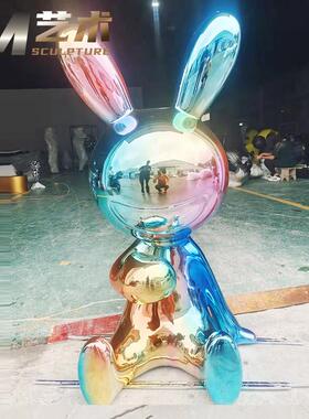 玻璃纤维客厅落地卡通兔子雕塑酒店会所玄关吉祥物摆件商场装饰品