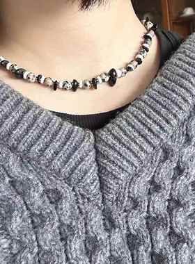 Qingdao Meilin Niche Design Necklace Spot Stone Irregular Bl