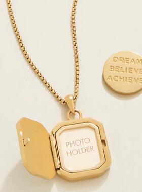 情人节求婚天然壳爱心纪念相盒吊坠项贝开合坠吊钛JPNK2405链钢高