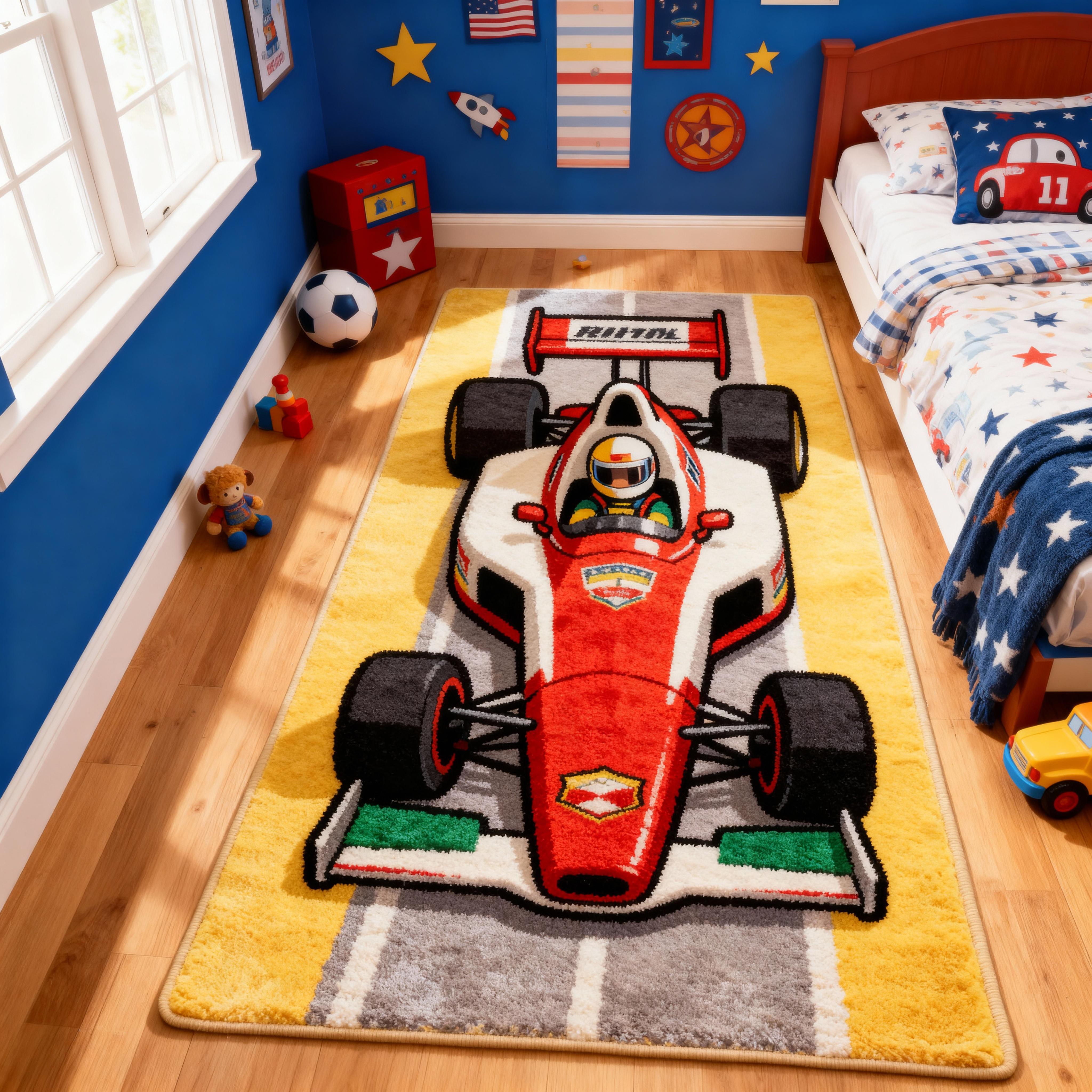 Children's Floor Mat Boys Bedside Blanket Children's Car Carpet Racing Bedside Blanket Children's Bedroom Carpet