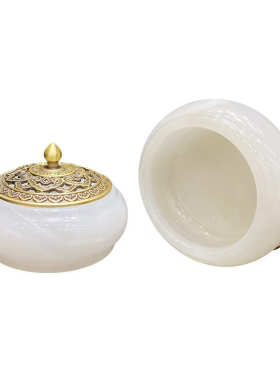 新品阿富汗白玉石香薰炉清雅香道中式复古琢玉香薰炉手工打磨摆件