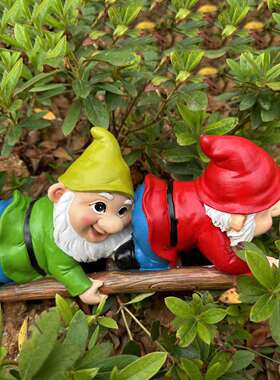 跨境树脂公仔户外庭院摆件草坪花园爬梯子精灵雕像微景观雕塑