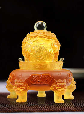 锋明古法琉璃祥龙鼎摆件工艺品办公室龙年开运摆件鼎公司开业礼品