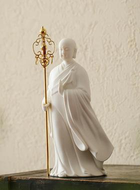 正品瓷中式藏王菩萨佛像供奉家陶用礼装饰摆饰德地化白瓷会所客厅