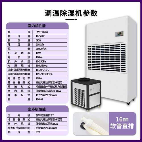 调温除湿机人防工程温室大棚实验室地下车库仓库车间工业除湿设备 - 图0