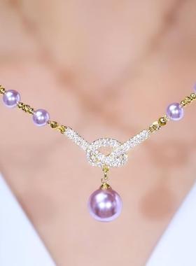 马年项链轻奢小众高级感紫色满钻珠珠女网红轻奢气质百搭小众设计