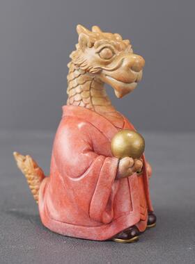 四大神兽彩绘Q版小摆件青龙白虎朱雀玄武家居铜装饰品客厅摆放送