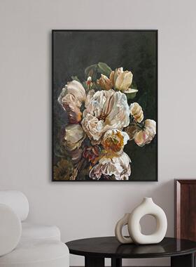 复古花卉玄关装饰画客厅沙发墙单幅挂画法式中古风过道入户进门处