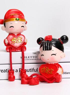 直销新款婚庆创意家居装饰品中式摆件结婚礼物新郎新娘百年好合吊