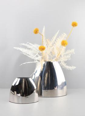 现代简约0493意不锈钢镜面创花器卧室关茶几厅办客公室书房家居摆