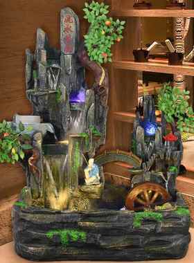 大型假山流水喷泉风水轮鱼池缸景观客厅阳台花园庭院落地招财摆件