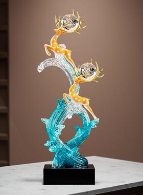 风生水起招财鹿入户壁龛玄关桌面摆件客厅轻奢高档电视柜家居装饰