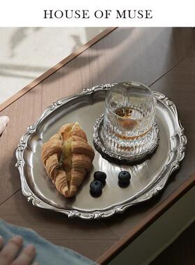 缪斯家 银韵琉影 意大利进口托 托盘不锈钢银色家居轻奢欧式餐盘
