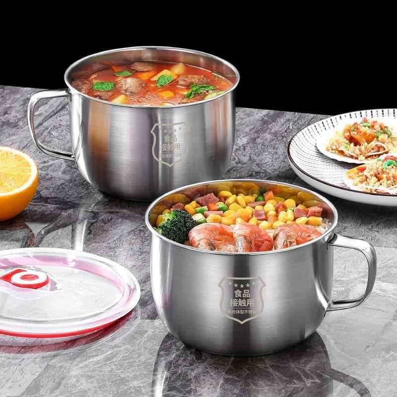 304不锈钢快餐杯学生饭盒泡面碗带盖汤面方便面杯食堂便携打饭快 - 图1