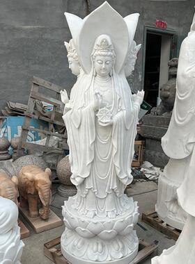 三面观音石雕户外景区寺庙供奉菩萨雕像天然大理石汉白玉佛像雕塑