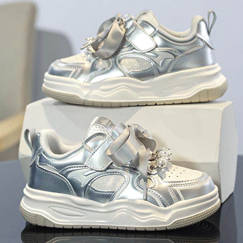 女童鞋子秋季2026新款儿童运动鞋女孩休闲银色公主板鞋潮时尚大童,淘宝优惠券,粉丝福利购,淘宝优惠卷