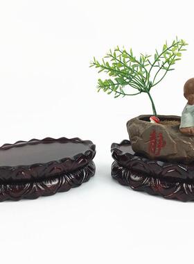 实木椭圆形底座佛像观音菩萨莲花座彷红木支架家加高财神供养桌