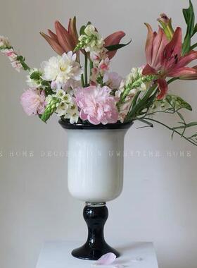法式中古小众艺术手工琉璃花瓶高级简约水培插花花器展厅居家软装