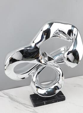 现代简约抽象电镀树脂雕塑艺术装饰摆件大厅玄关电视柜家居装饰品