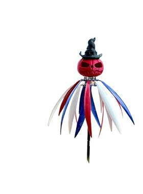 跨境新款Halloween Pumpkin Wind Spinner金属万圣节装饰南瓜风车
