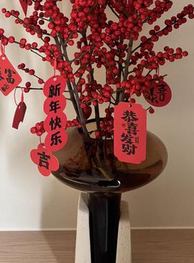 轻奢中古玻璃花器摆件展厅办公室客厅餐边柜装饰品高级感插花花瓶