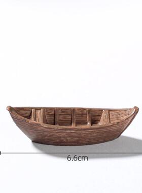 迷你仿真漂浮小船模型摆件 可下水微景观鱼缸盆景造景DIY装饰配件