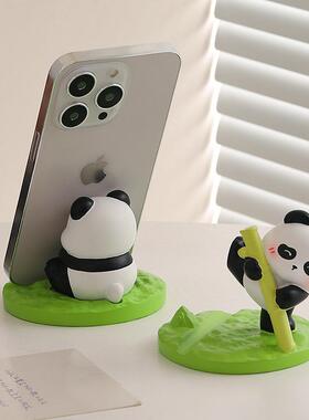 新款卡通熊猫手机支架桌面摆件懒人平板支撑架子树脂手办男女礼物