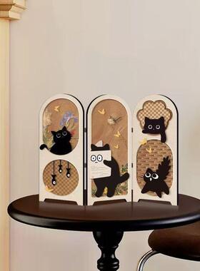 中摆古风桌可面屏风件猫咪入户玄关摆台折叠030客厅电视柜装小饰