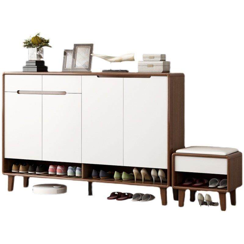 新中式入户实木鞋柜带换鞋凳玄关隔断收纳储物阳台柜家用门口鞋橱,淘宝优惠券,粉丝福利购,淘宝优惠卷