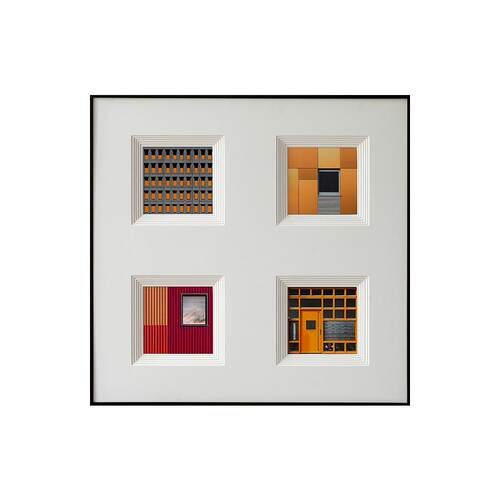 城市色彩 现代简约黑白灰撞色线条建筑空间挂画卡纸装饰画摆件画 - 图3