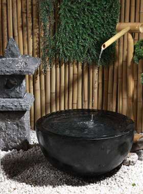 日式庭院水景观件石槽水钵养花石钵62563044户外园林滴竹子水流缸