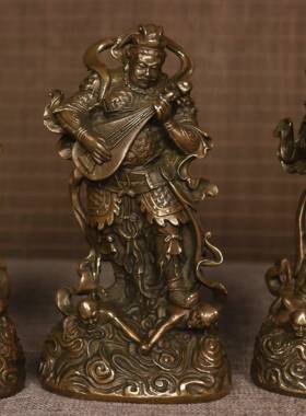 做旧仿古铜四大天王仿紫铜摆件古玩收藏家居办公装饰工艺品古董