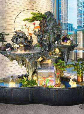 假山流水喷泉庭院花园户外鱼池装饰造景阳台院子角落景观布置摆件