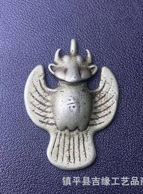 藏式白铜托甲利马大鹏鸟挂坠民族风复古大鹏鸟铜牌吊坠