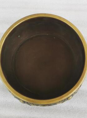 纯铜浮雕聚宝盆摆件家用中式客厅玄关装饰品大号铜缸家居工艺品开