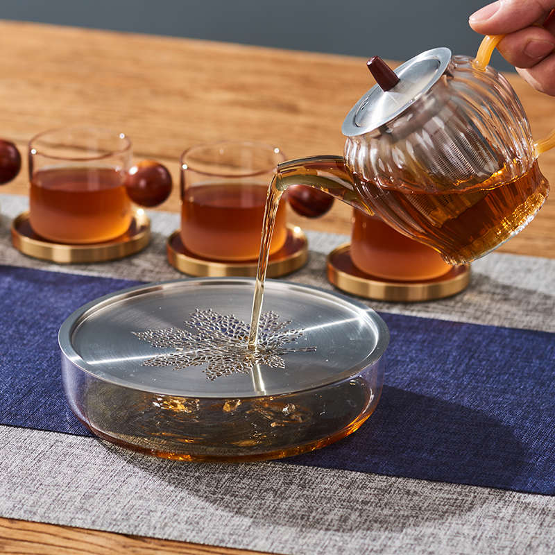 Caomuren Kettle Construction Bucket Dry Infusion Table Water Storage Tea Tray Tea Residue Jar Tea Table Pot Holder Base Kung Fu Tea Set Accessories