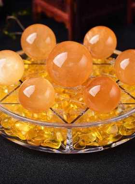 天然黄水晶球七星阵聚宝盆办公室摆件开业礼品家居玄关装饰工艺品