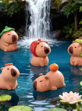 可爱卡皮巴拉水豚手办 情绪稳定治愈系小物件工位电脑装饰品摆件