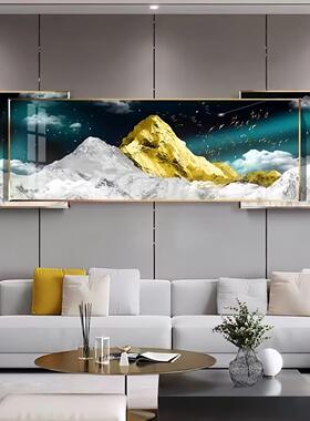 轻奢双层叠加装饰画客厅沙发背景墙挂画大气风景山水晶瓷镶钻壁画