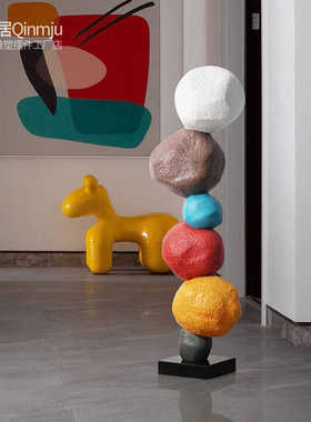 装饰摆件创意家居客厅玄关彩色雕塑ins风直播间道具软装