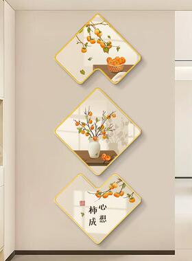 奶油风入户玄关装饰画背景墙装饰楼梯间走廊门口新中式挂画壁画