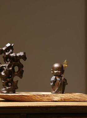 陶瓷禅意太湖石客厅电视酒柜家居装饰品新中式书房博古架桌面摆件