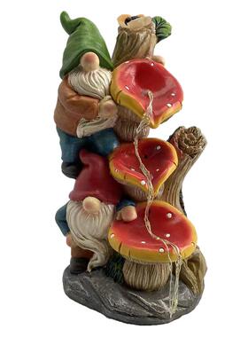 太饰阳能矮户水外花园蘑菇树脂摆件小人工艺品HY220047侏儒雕像草