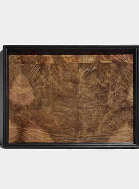 现代轻奢复古果木纹托盘摆件样板间售楼处客厅桌面收纳盘软装饰品