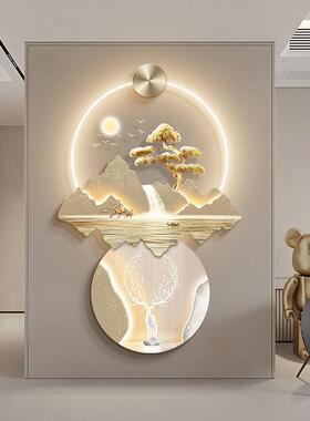 轻奢入户门玄关装饰厅画背靠金山中式20240913客走廊山墙水挂新画