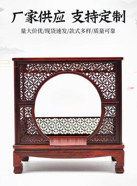 红木迷你小家具仿古明清中式微缩圆门床家具模型木质工艺品小摆件