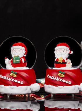 新款直销迷你45号65号圣诞帽老人带灯水晶球平安夜儿童礼物学生跨