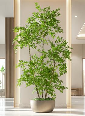 大型南天竹彷真绿色植物盆栽装饰室内客厅摆件彷生植物商场假树造