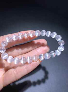 新品天然白托帕石手链单圈水晶圆珠手串 男女款珠链珠串规格7.7mm