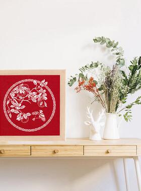 非遗纯手工剪纸画古典花鸟吉祥桌摆实木镜框送老外中国风礼物装饰